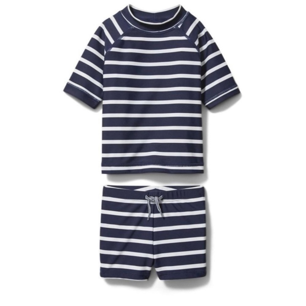 Janie and Jack Baby Striped Rash Guard Set